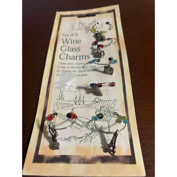 NWT set of 6 wine glass charms - Picture 2 of 3